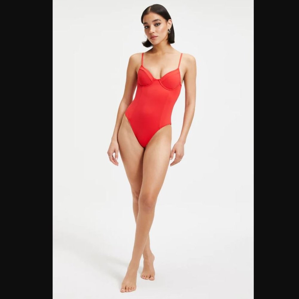 Good American Red One Piece Swimsuit